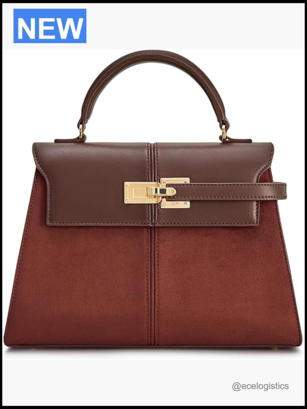 Large Vegan Leather Top Handle Satchel with Crossbody Strap